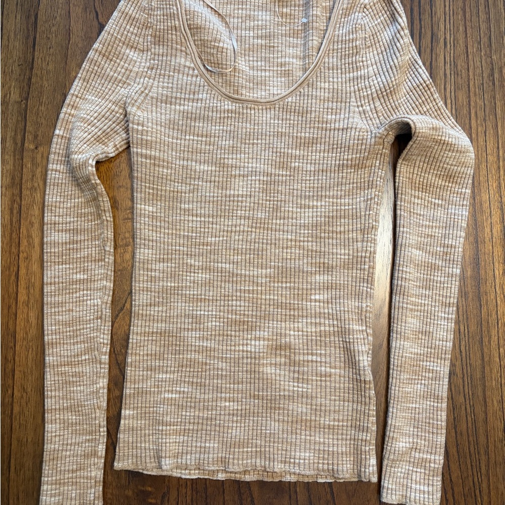 Banana Republic Ribbed Scoop Neck Top - Tan Heather